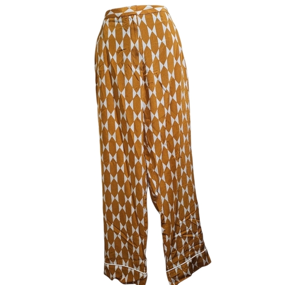 NWT Tory Burch Devi Pant in Gold Diamond Tile Size 8 Medium - Picture 1 of 8